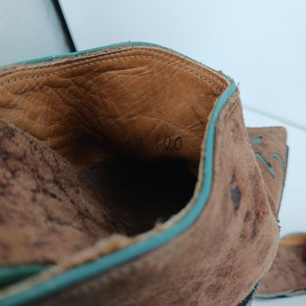 Old Gringo Leopard Print Suede Mules Size 5B Turq… - image 5